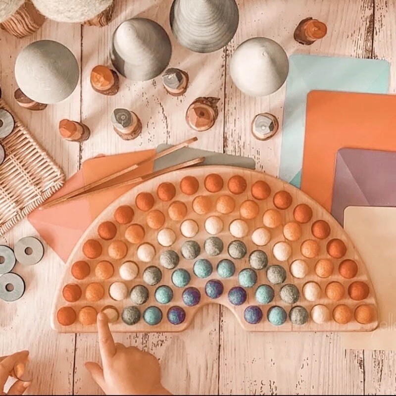 Wooden Rainbow Sorting - Rainbow Colours