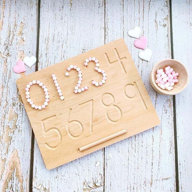 Wooden Preschool Groove Writing/Tracing Board - Numbers