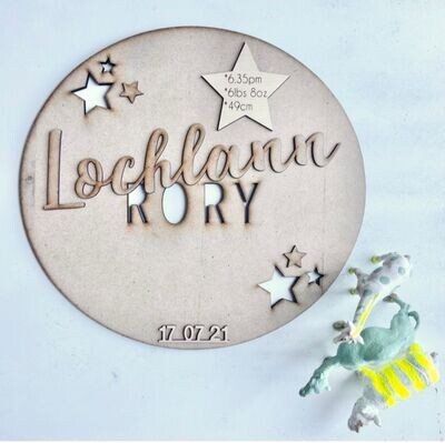 "Lochlann" Round Wooden Sign