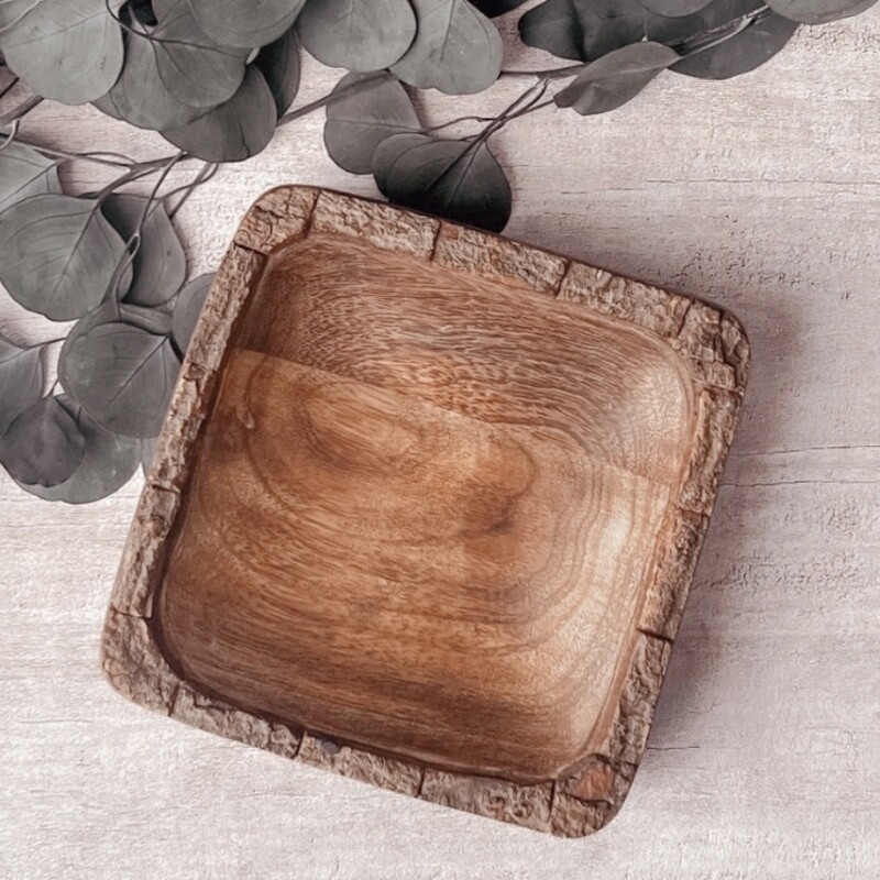 Handcrafted Acacia Wood Tray - Square