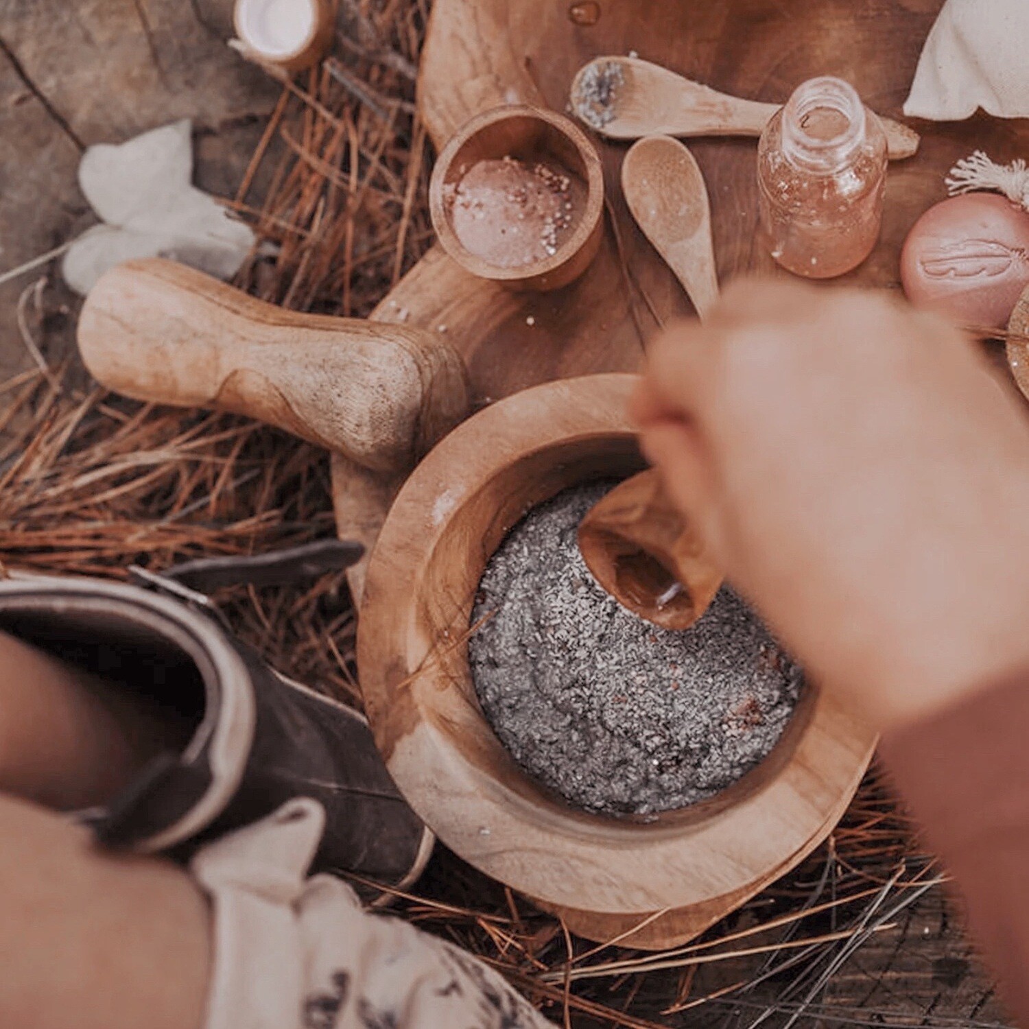 Handcraft Natural Bamboo Mortar &amp; Pestle