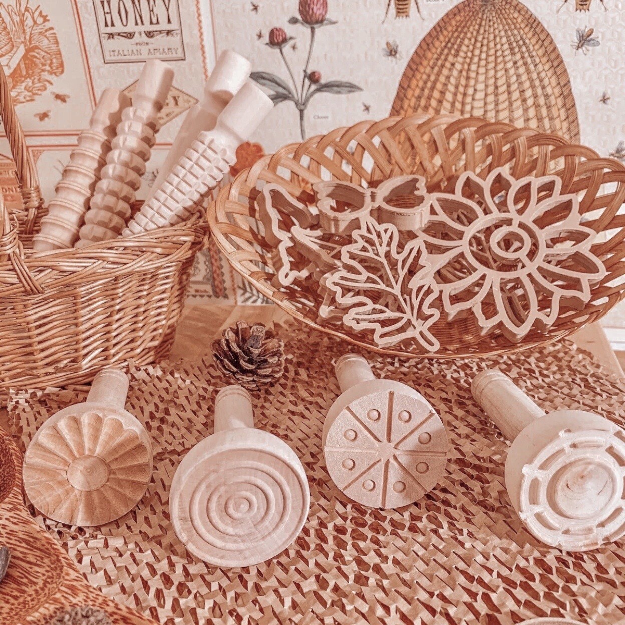 Wooden Patterned Stampers - Pack of 4