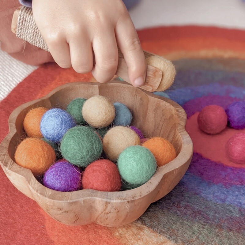Felt Rainbow Balls - Set of 10