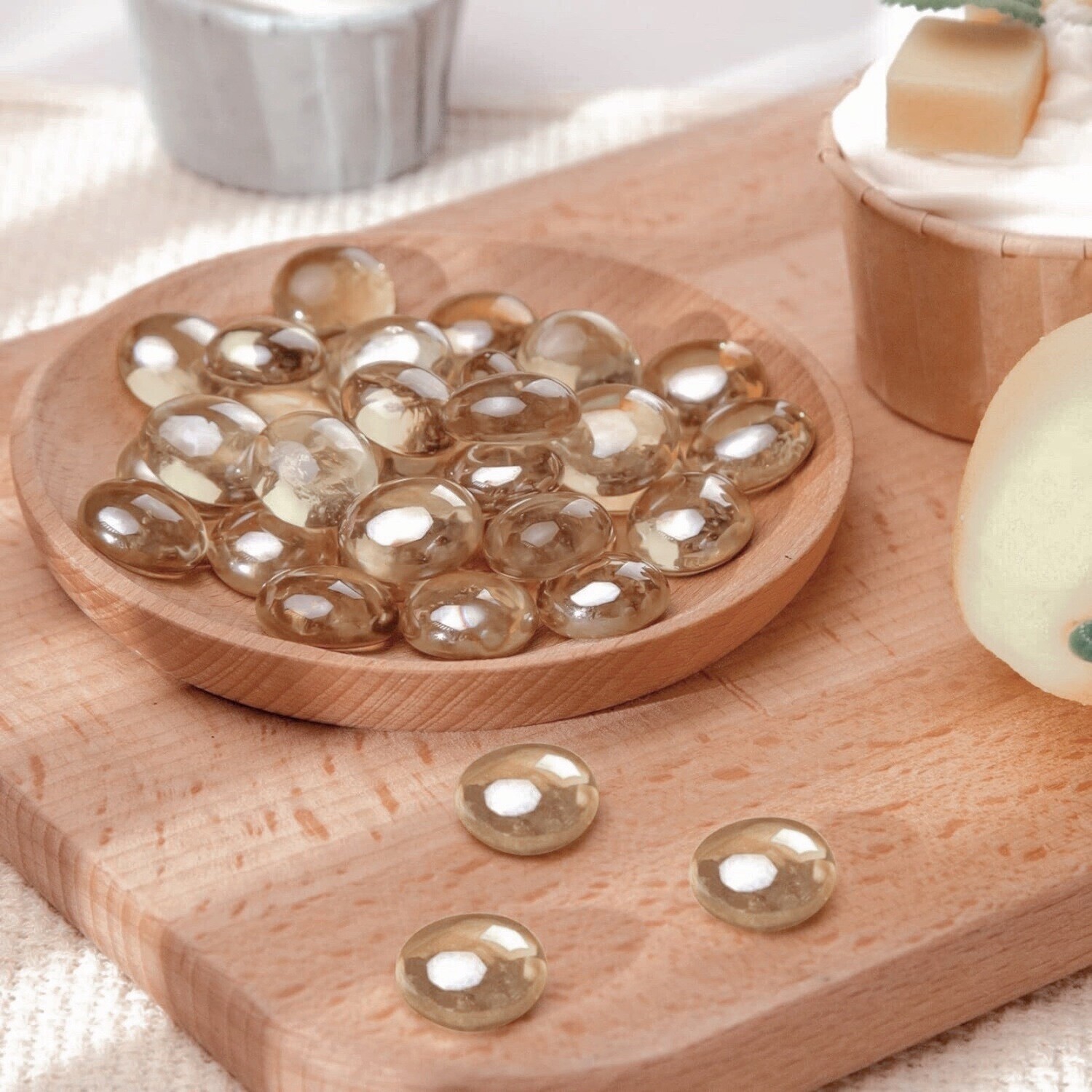 Glass Stones/Pebbles - Yellow (Pack of 100)