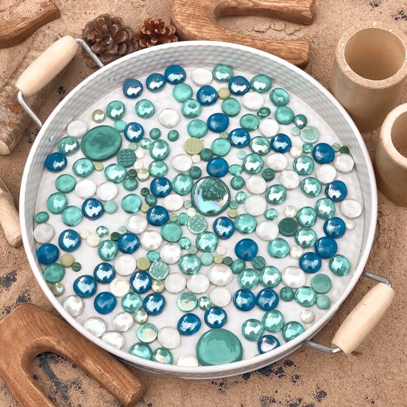 Glass Stones/Pebbles - Light Blue