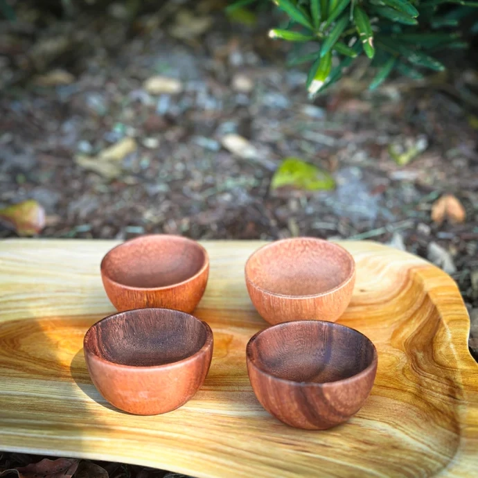 Wooden Small Round Bowl - Set of 4