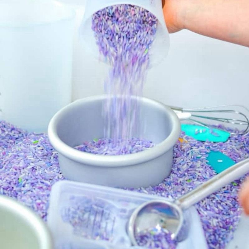 Home Made Sensory Rice - Violet