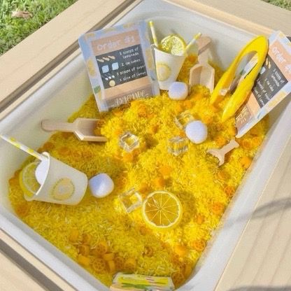 Home Made Sensory Rice - Yellow