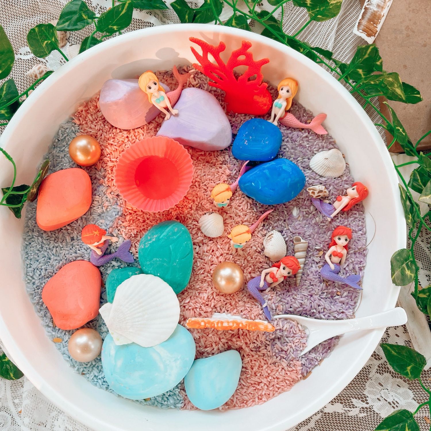 Mystical Mermaid Lagoon - Rice-Based Sensory Tray Set