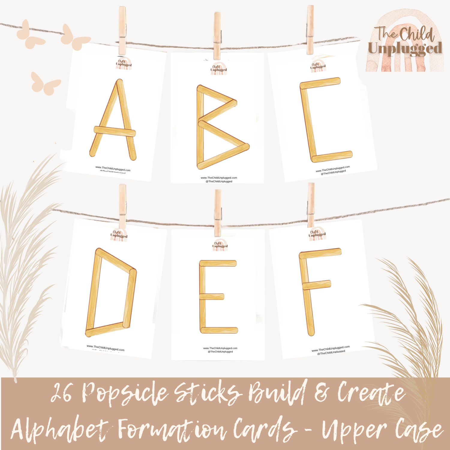 Download: Popsicle Sticks Build &amp; Create Alphabet Formation Cards - Upper Case-13 Pages