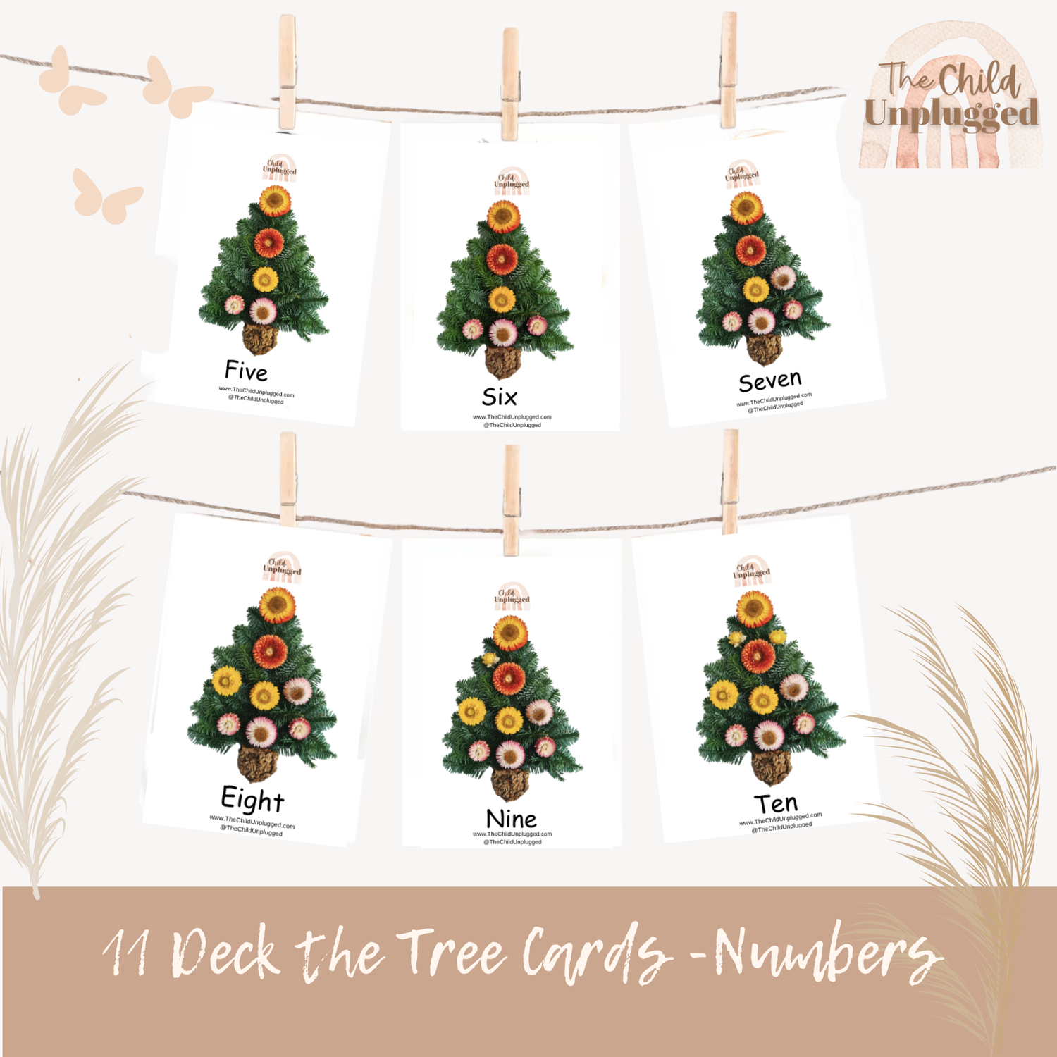 Download: Prompt Card: Christmas : Deck the Trees-Numbers-6 Pages