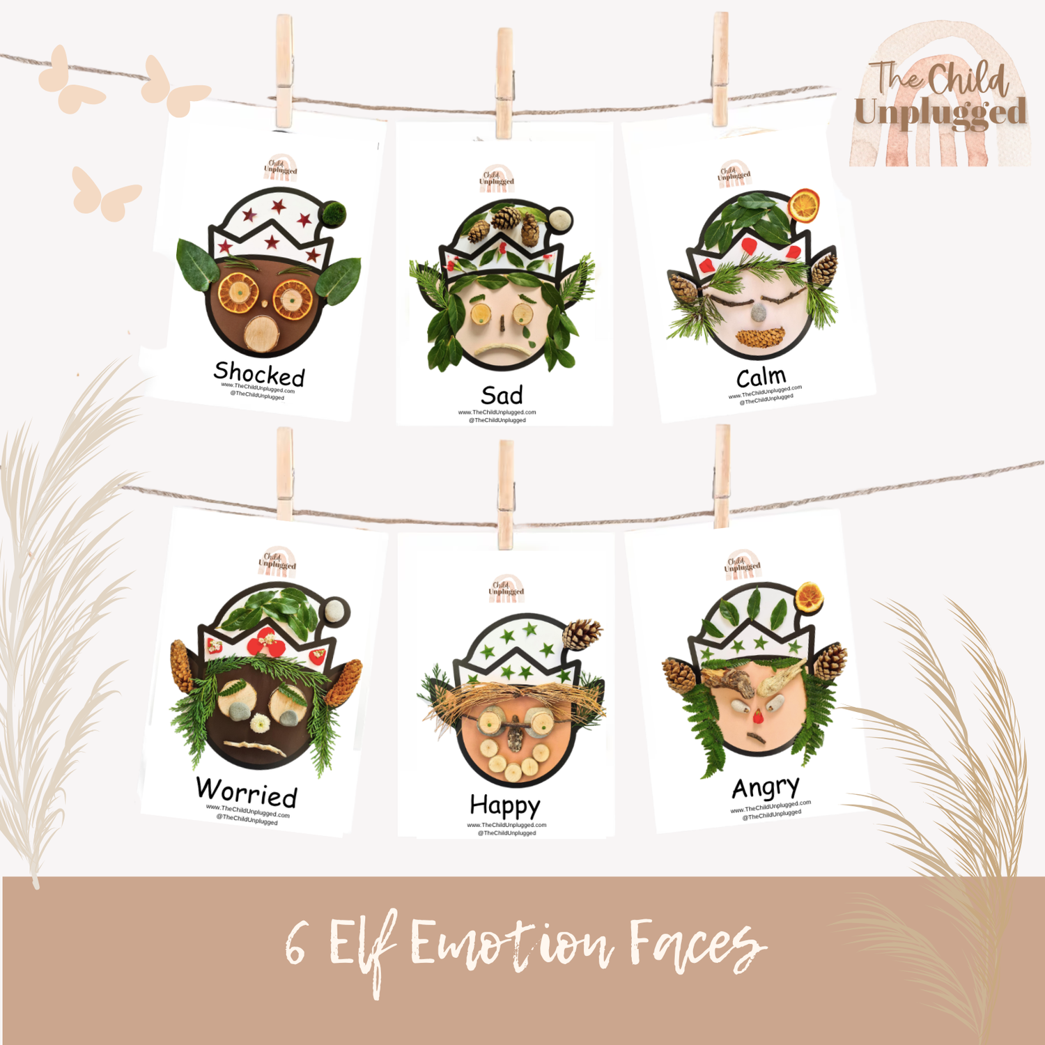 Download: Prompt Card: Christmas : Elf Emotion Faces-3 Pages