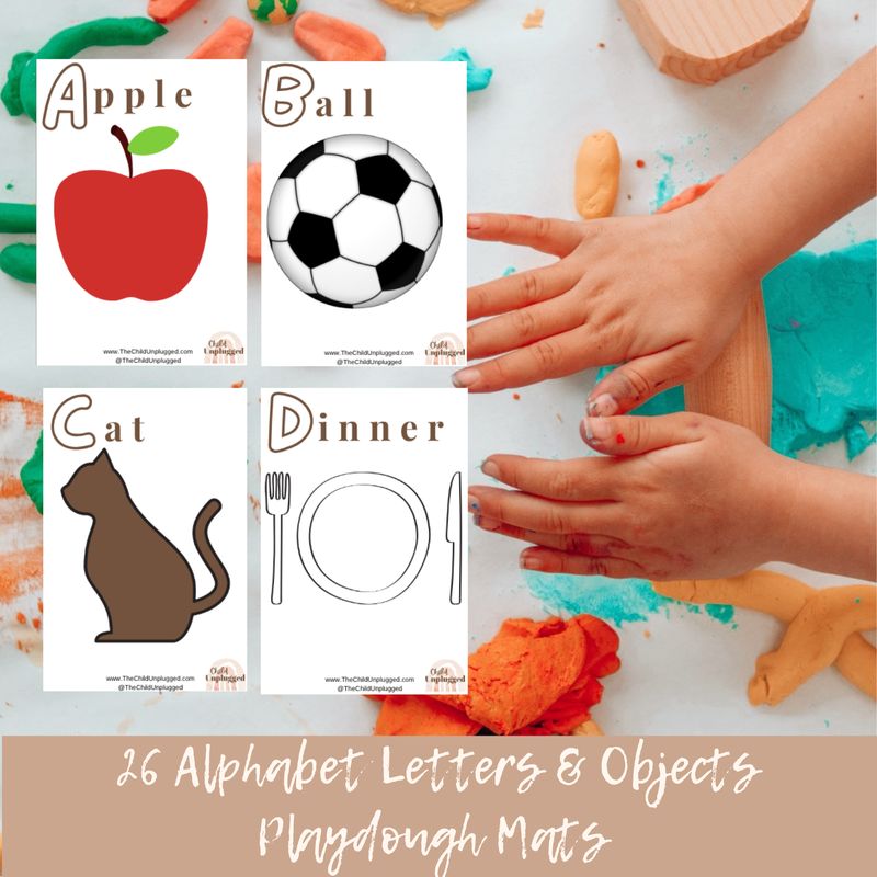 Download: Alphabet Letters &amp; Objects Playdough Mats-26 Designs