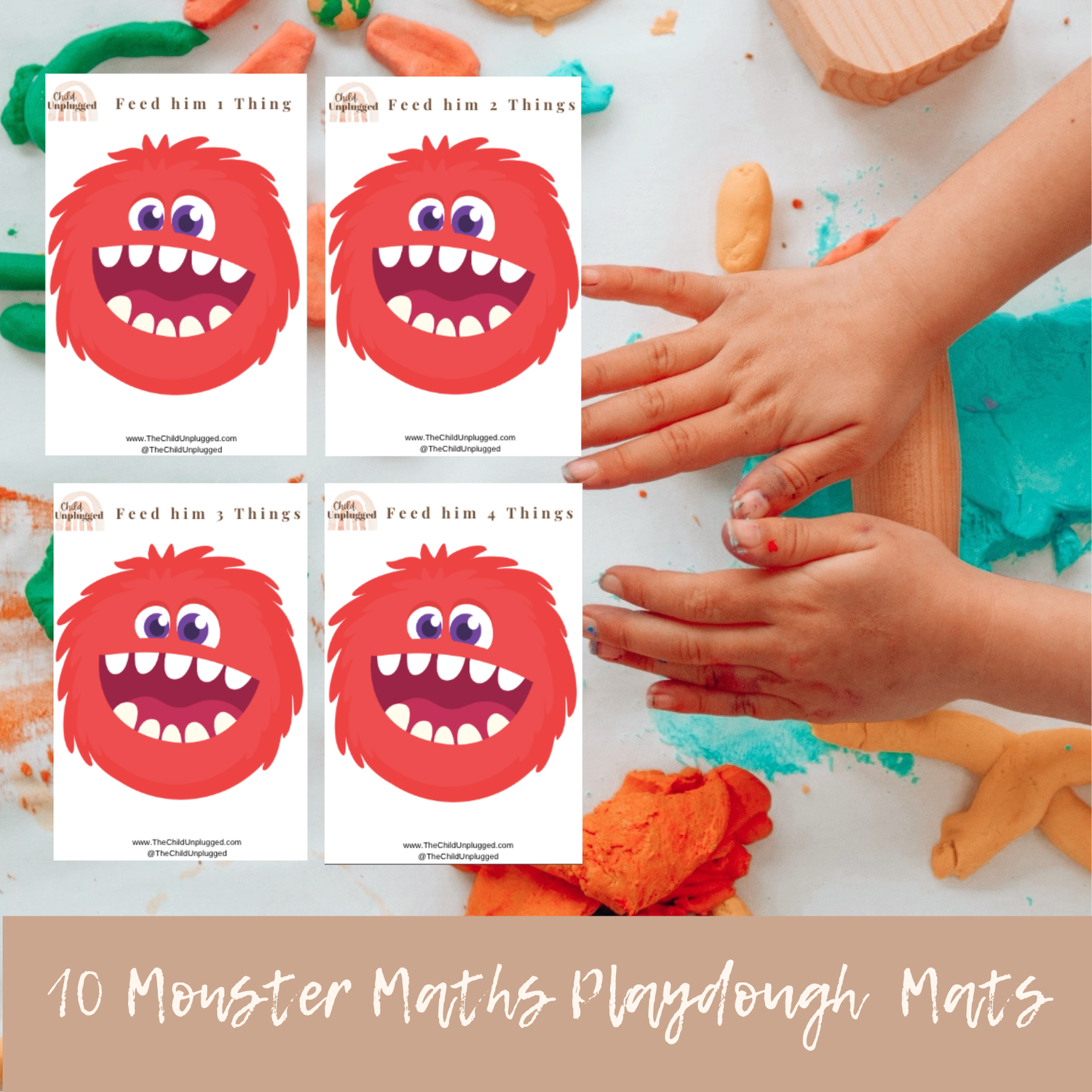 Mats: Feed The Monster (1-10) Playdough Mats