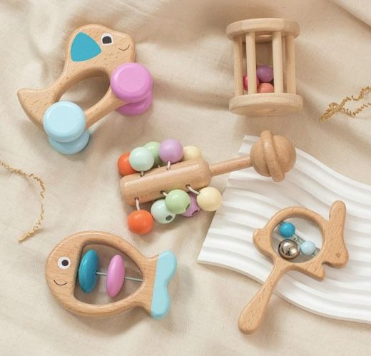 Baby Wooden Rattles - Pack of 5