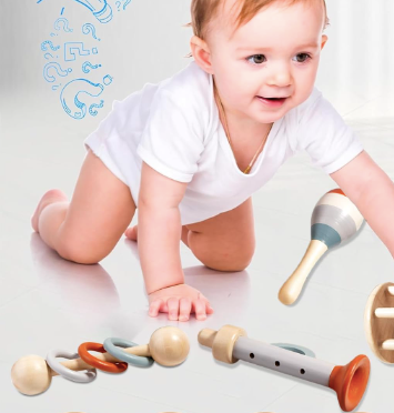 Little Hands Wooden Rattles-Pack of 5