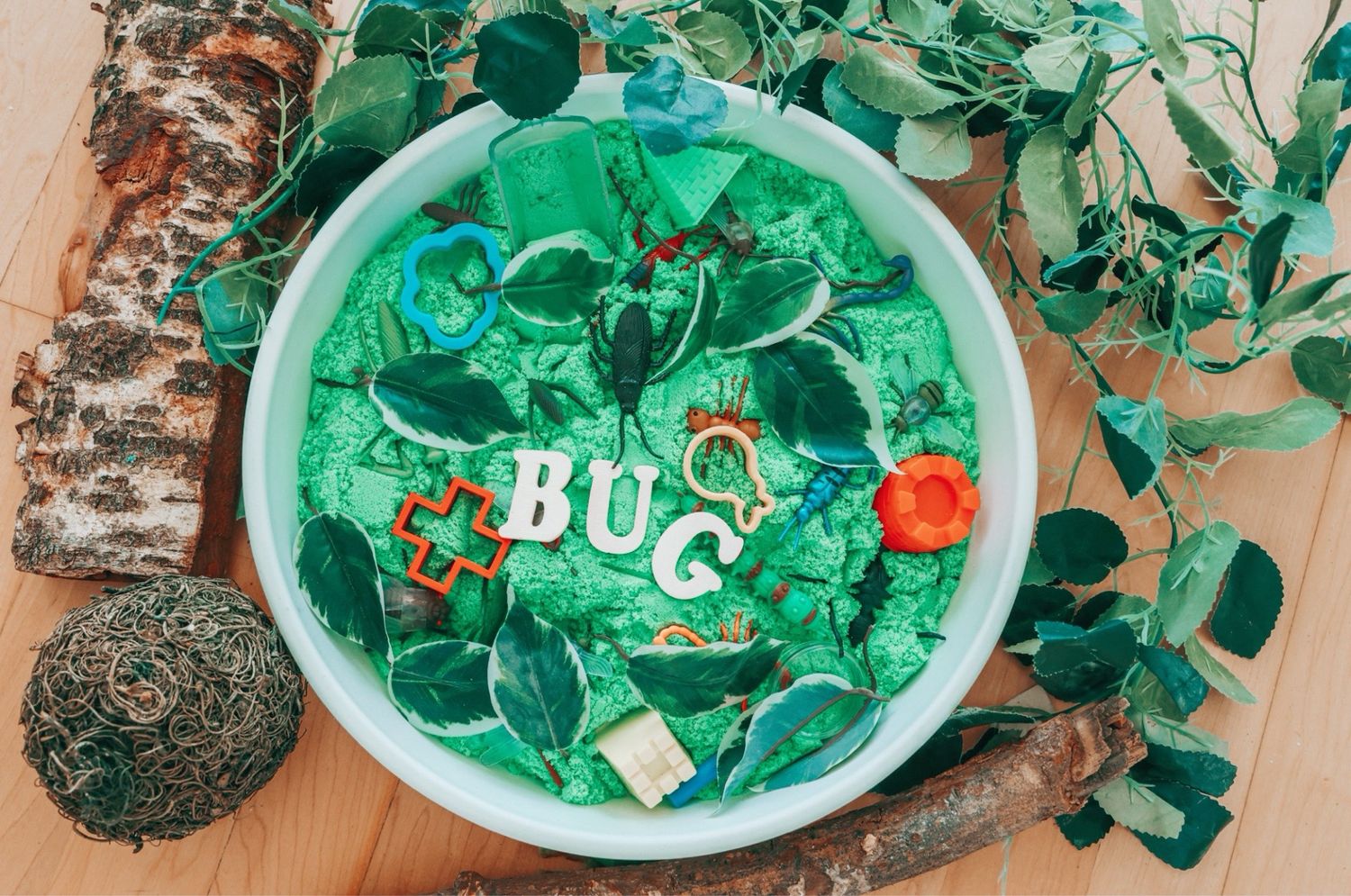 Bug Hide &amp; Seek- Moonsand Based Sensory Tray &amp; Set