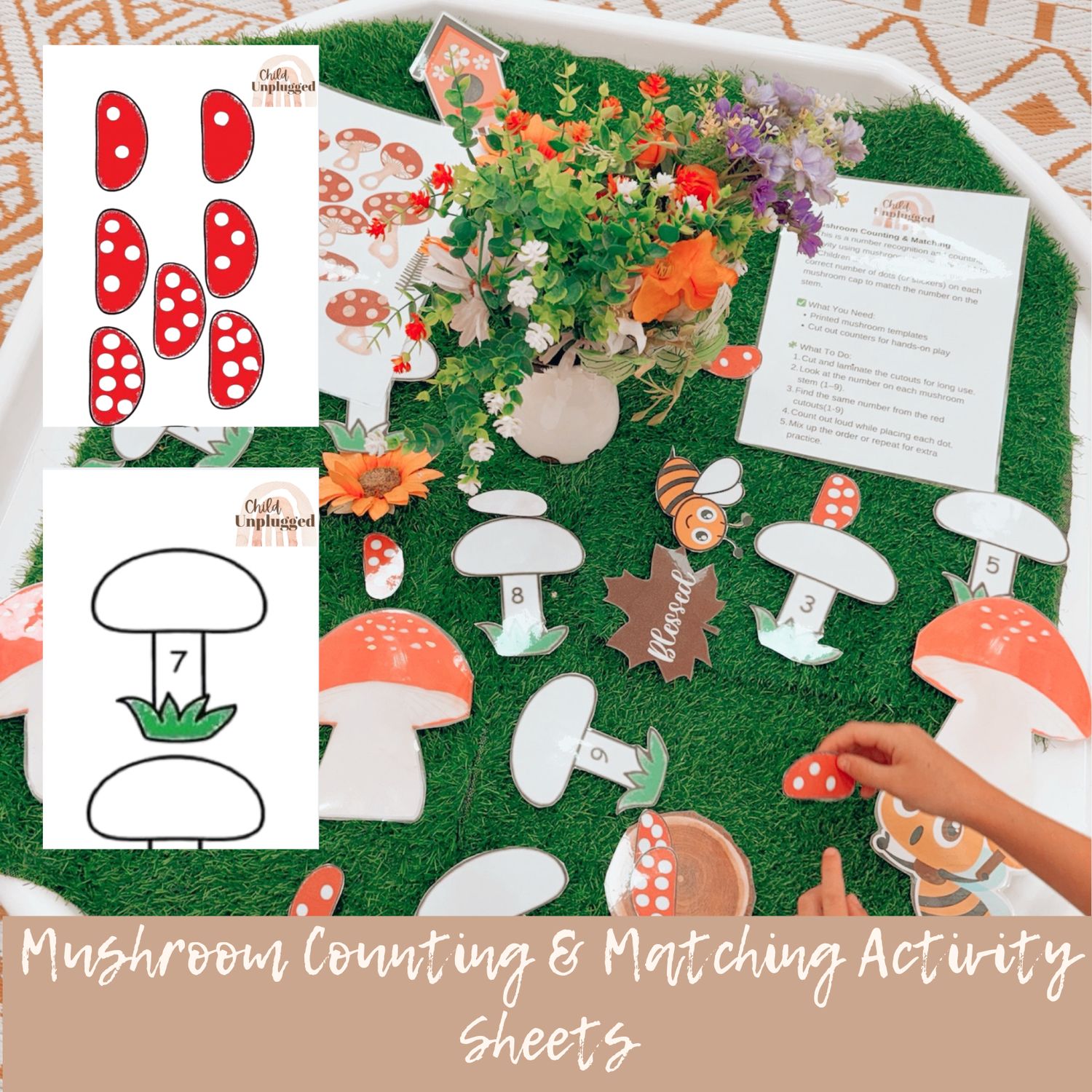 Downloads: Mushroom Counting &amp; Matching Kids Activity. ( 7 pages)
