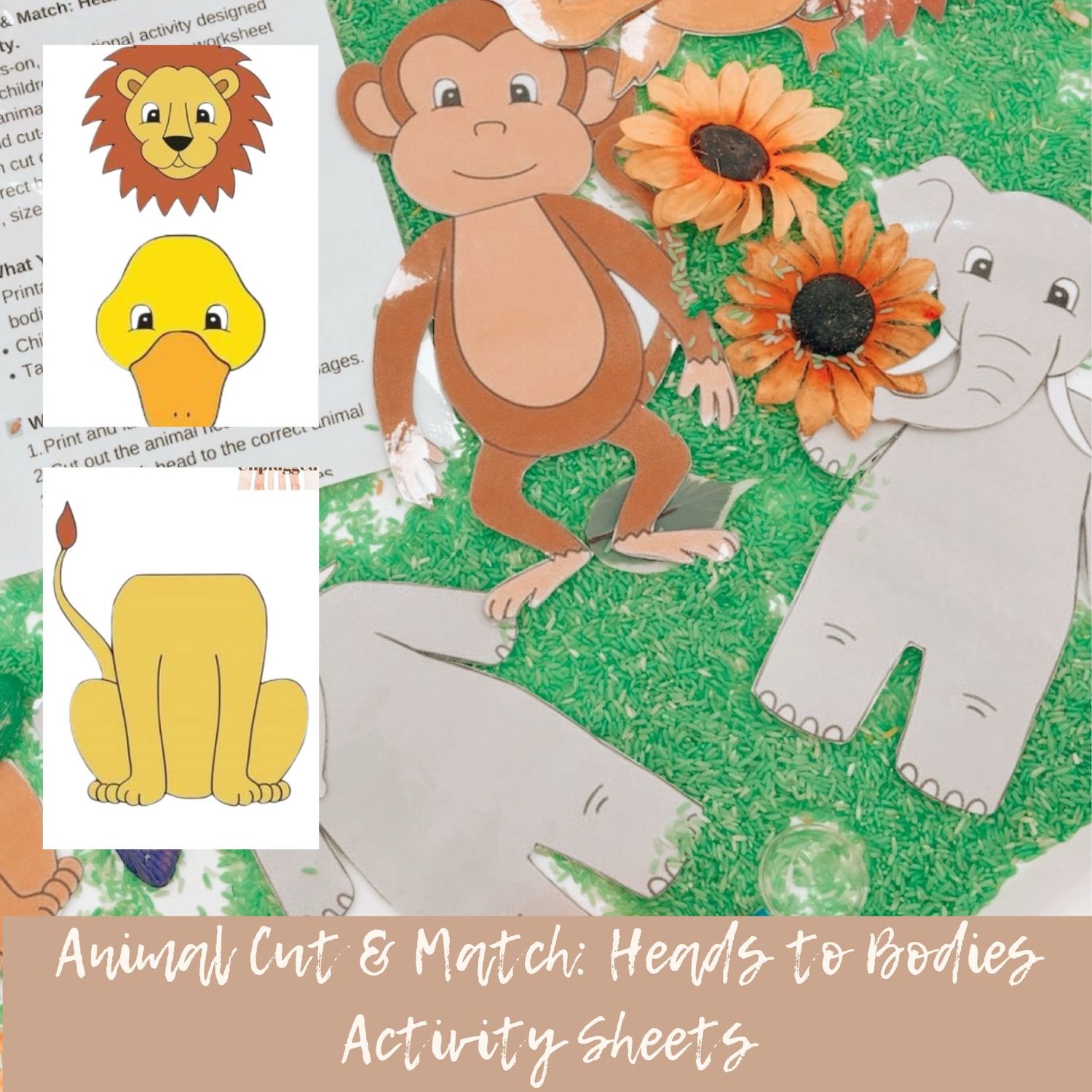 Downloads:Animal Cut &amp; Match: Heads to Bodies  -Kids Activity-7 Activities