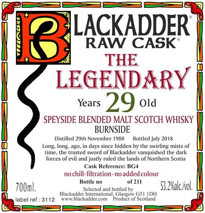 The Legendary 29 Years (Burnside 1988) Blackadder 53.2% 70CL