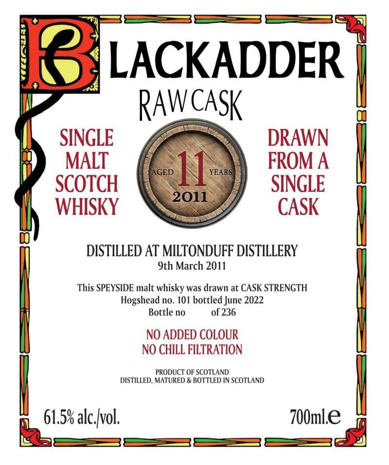 Miltonduff 2011 11 Years 61.5% 70Cl Blackadder