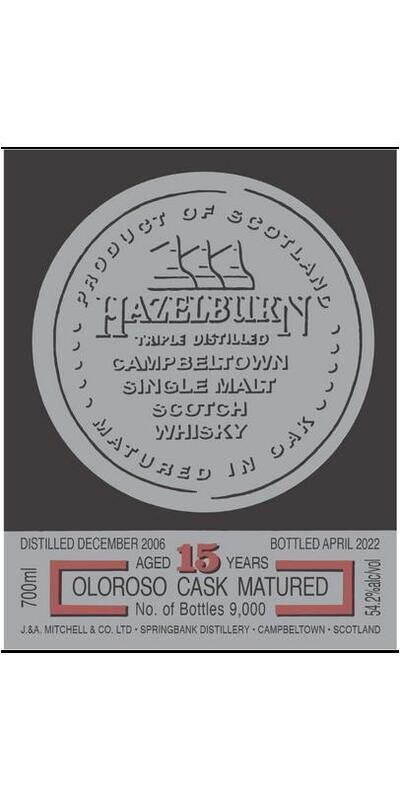 Hazelburn 15 Years Oloroso Cask Matured 54.2% 70Cl