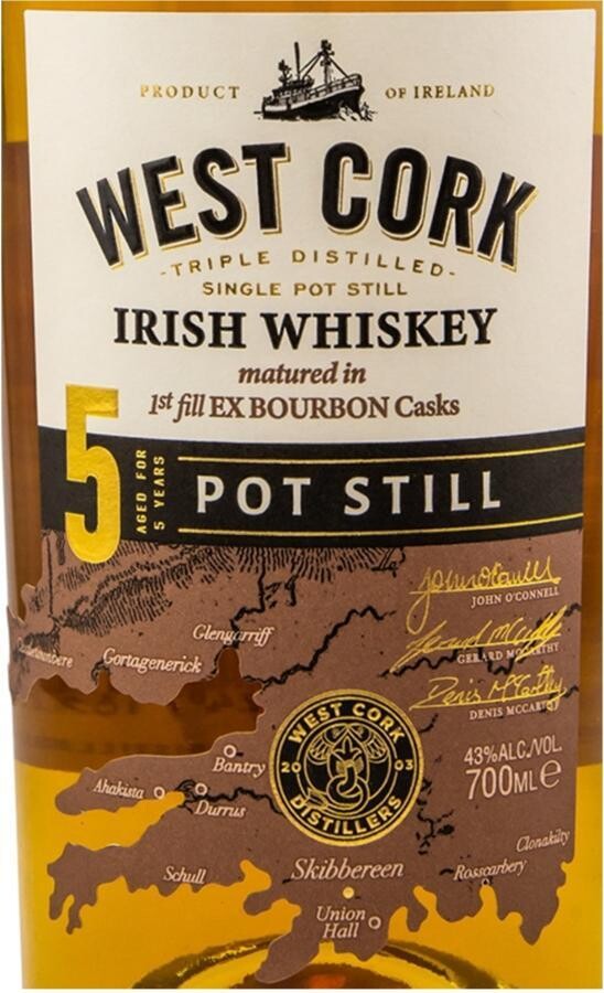 West Cork Irish Whiskey 5 Years Pot Still 43% 70CL