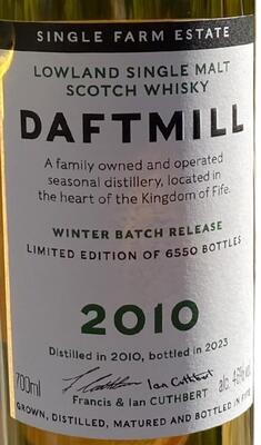Daftmill 2010 Winter Batch Release 46% 70Cl