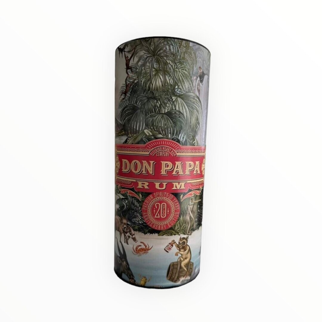 Don Papa Rum 7 Years + Premium Spirits 20th anniversary canister koker 40% 70cl