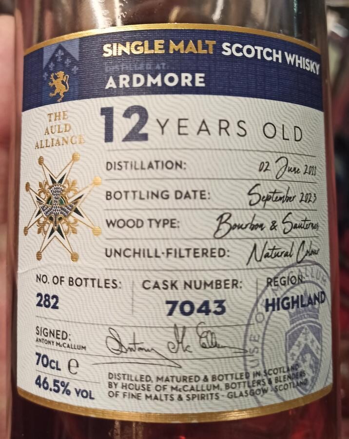 Ardmore 12 Years House Of McCallum Vintages 48.5% 70Cl