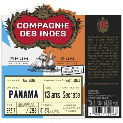 Compagnie Des Indes Panama 13 Years 61.8% 70Cl
