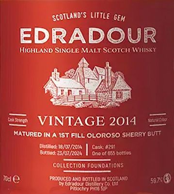 Edradour Vintage 2014 1st Fill Oloroso Sherry Butt
