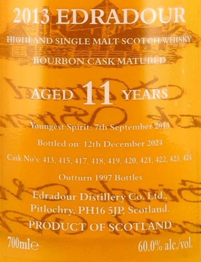 Edradour 2013 Bourbon Cask 11 Years 60% 70Cl