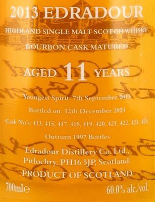 Edradour 2013 Bourbon Cask 11 Years 60% 70Cl