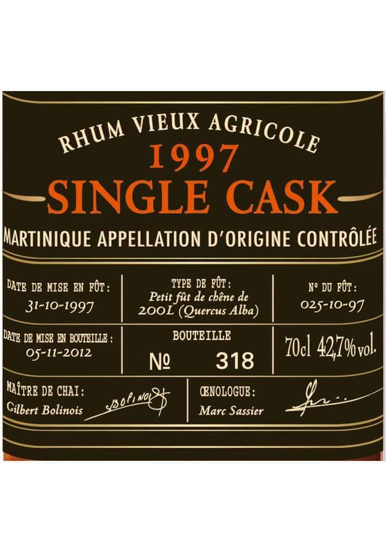 Siant James Single Cask 1997 Rhume Vieux Agricole 42.7% 70Cl