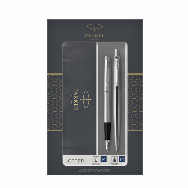 Parker JOTTER set vulpen en balpen steel CT