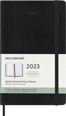 Moleskine Agenda large weekly notebook zwart 2023  soepele kaft