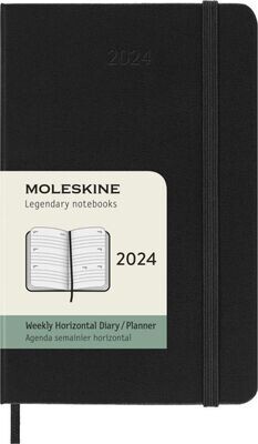 Moleskine agenda pocket weekly horizontal zwart 2024