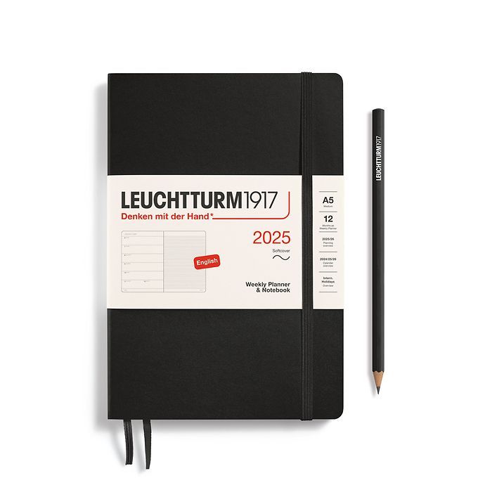Leuchtturm1917 AGENDA 2025 weekly planner &amp; notebook BLACK HC