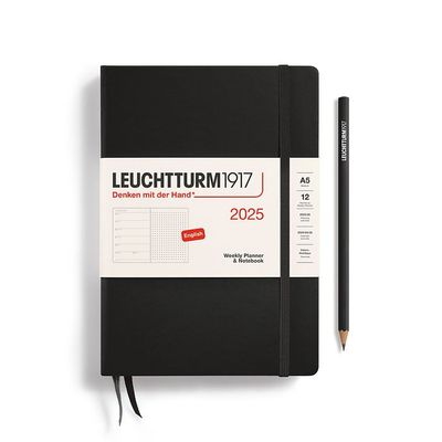 Leuchtturm1917 AGENDA 2025 weekly planner &amp; notebook BLACK HC