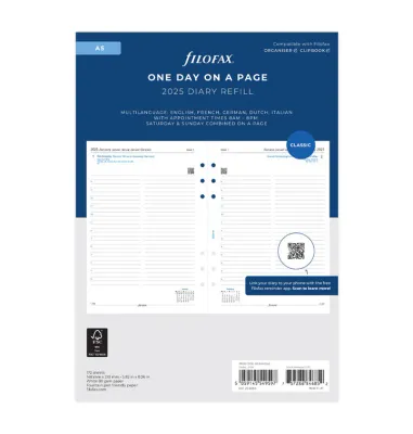 Filofax Agendavulling A5 - 1 dag per blad - 2025
