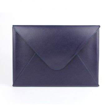 Laurige opbergmap leder A4 blauw