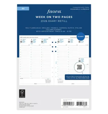 Filofax Agendavulling A5 - 7 dagen  2026 - verticaal