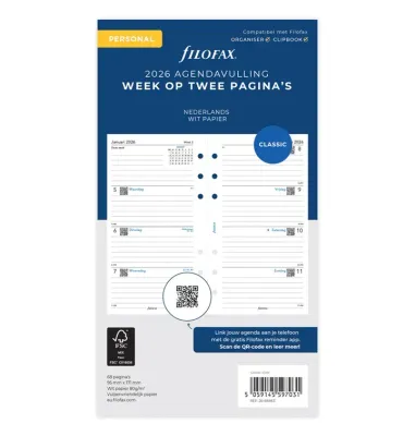 Filofax Agenda vulling Personal 7 dagen  2026- NL