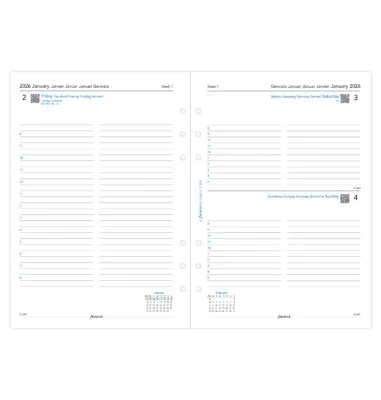 Filofax Agendavulling A5 - 1 dag per blad - 2027