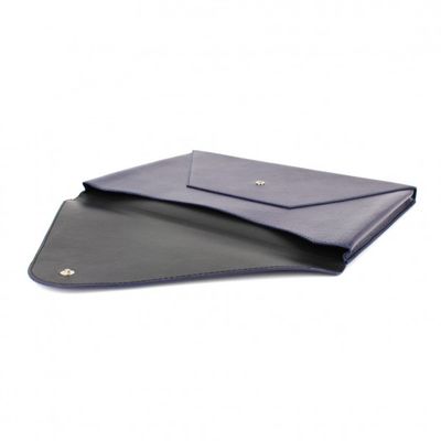 Laurige opbergmap leder A4 blauw
