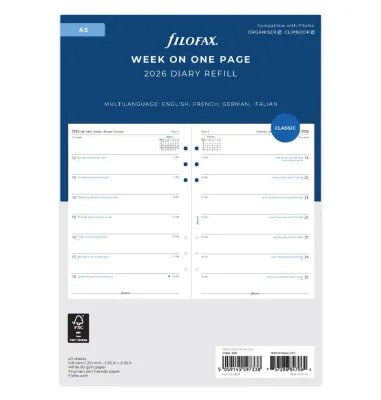Filofax Agendavulling A5 - 14 dagen  2026 - horizontaal