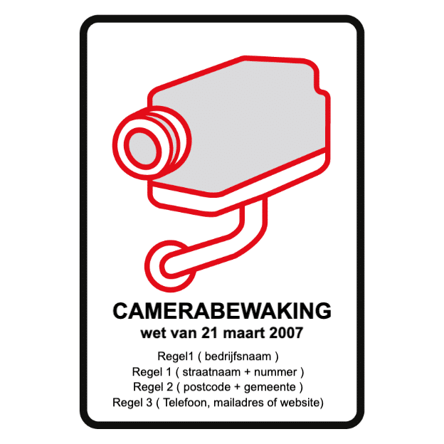 Sticker Camerabewaking, met eigen tekst/logo