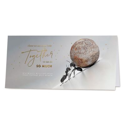 Kerstkaart mieren &quot;Together we can do so much&quot; met details in spotvernis