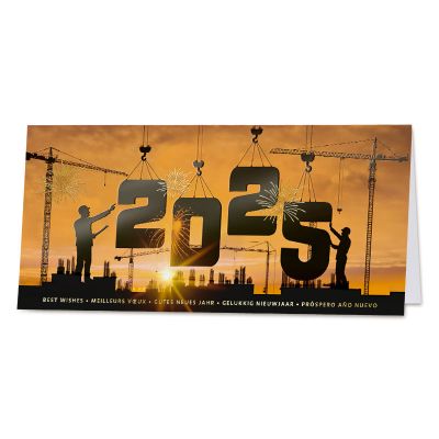 Zakelijke nieuwjaarskaart 2025 thema Bouw